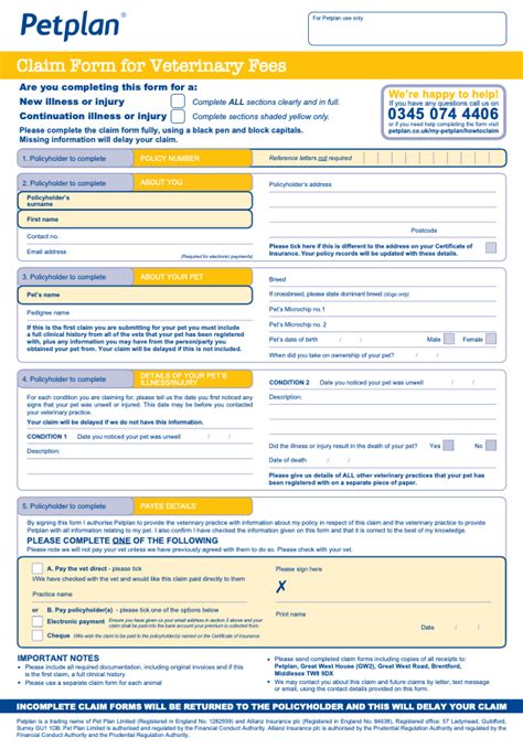 petplan claim form download.